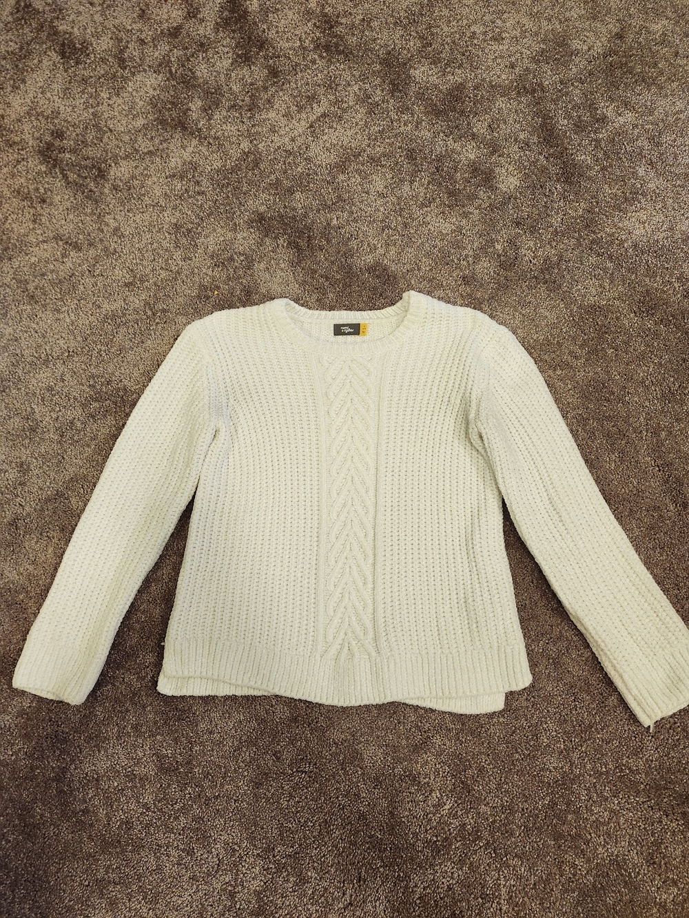 Rumi + Ryder Girls Ivory Cable Knit Sweater – Girls Size L (12–14)